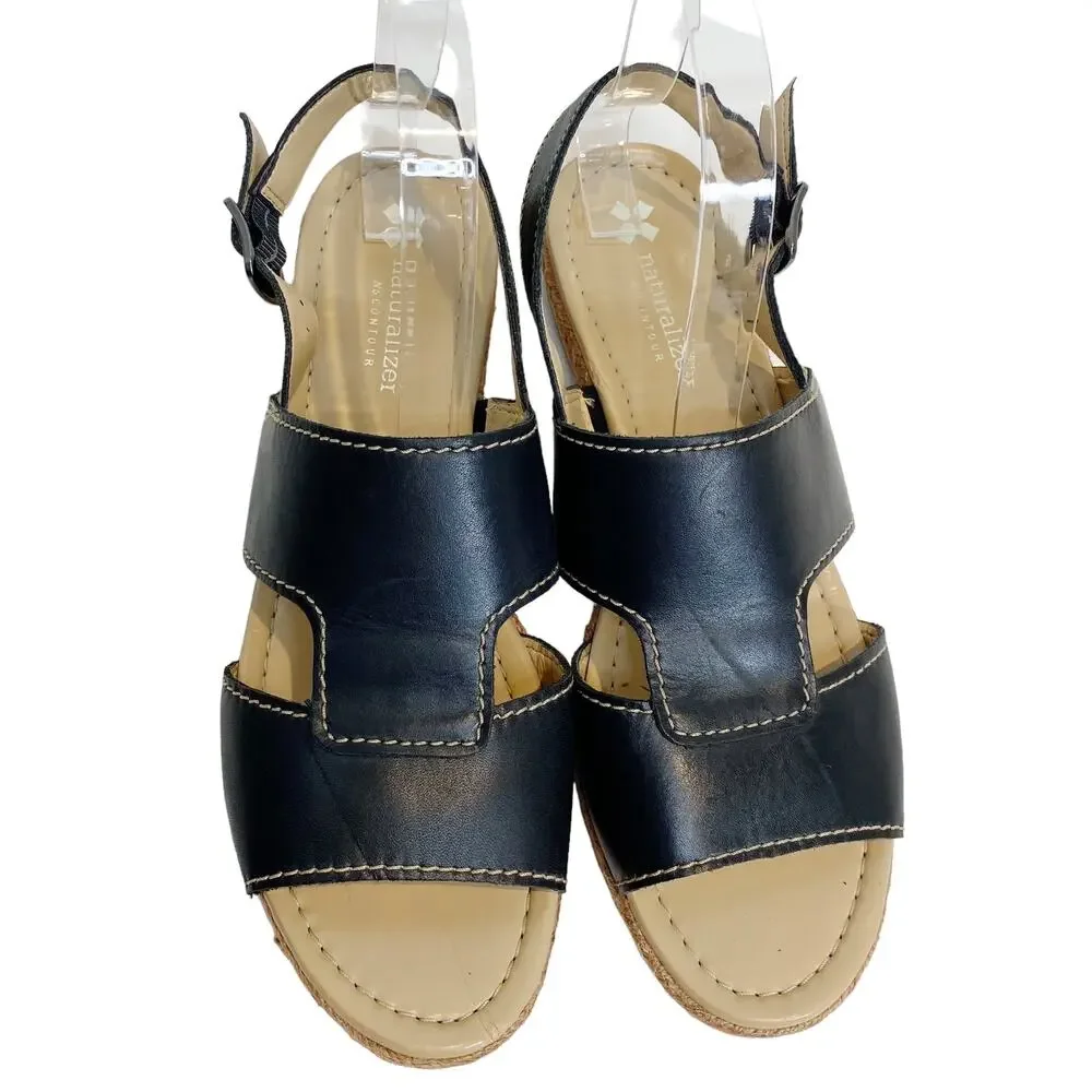 Naturalizer Womens Size 9.5 Reese Leather Espradrille Sandals Open Toe Slingback